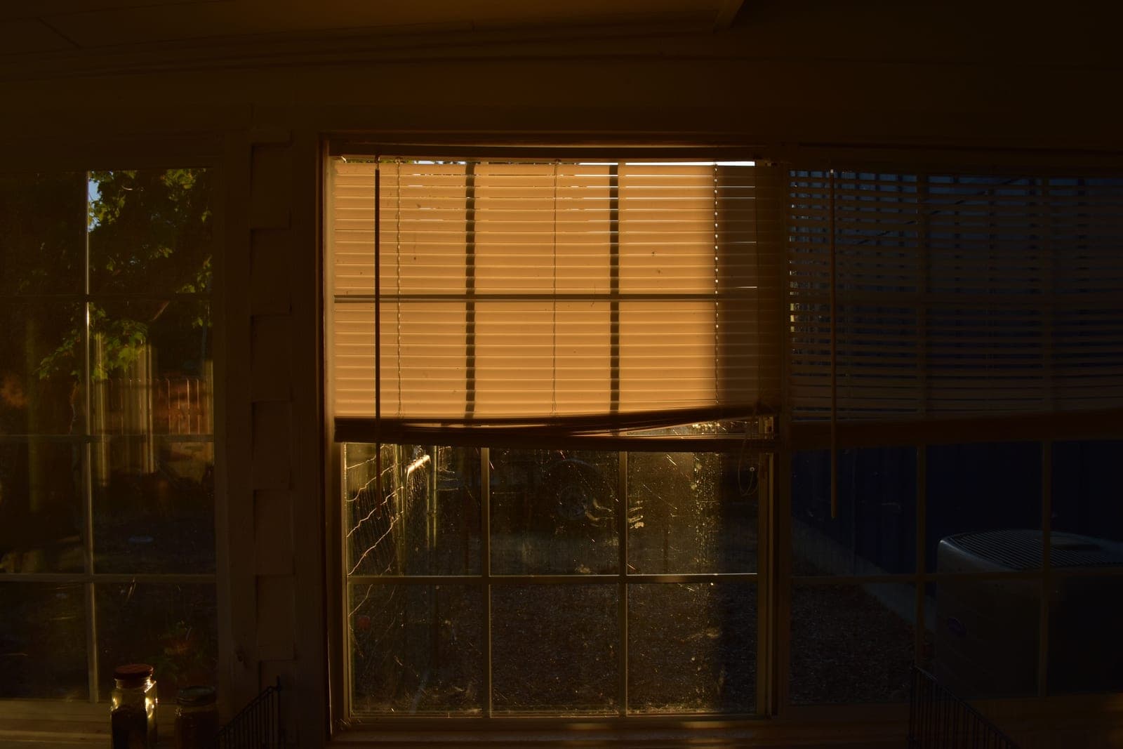 A window recess with a blind fitted inside the frame